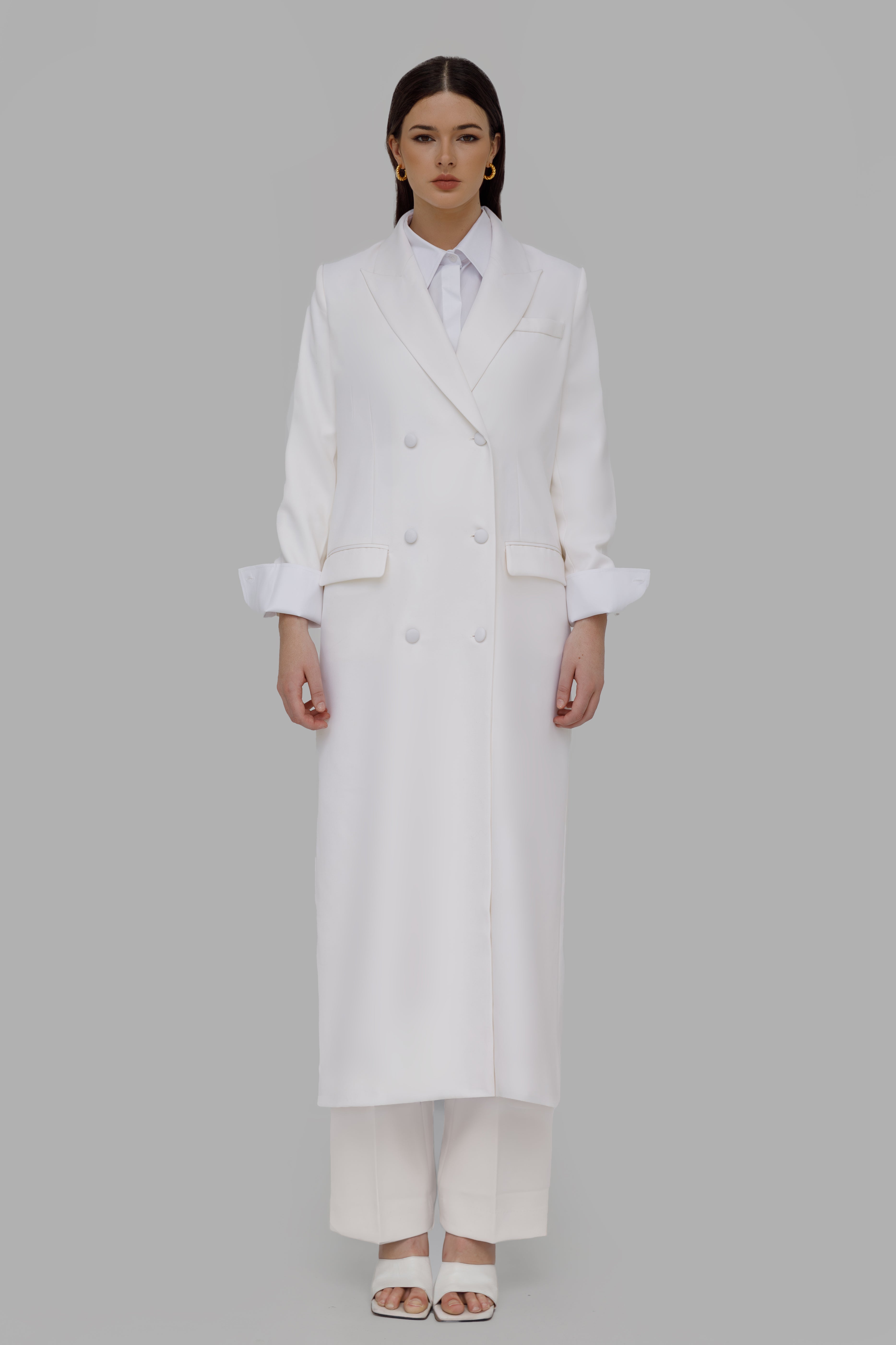 The Amelia Long Coat Ivory