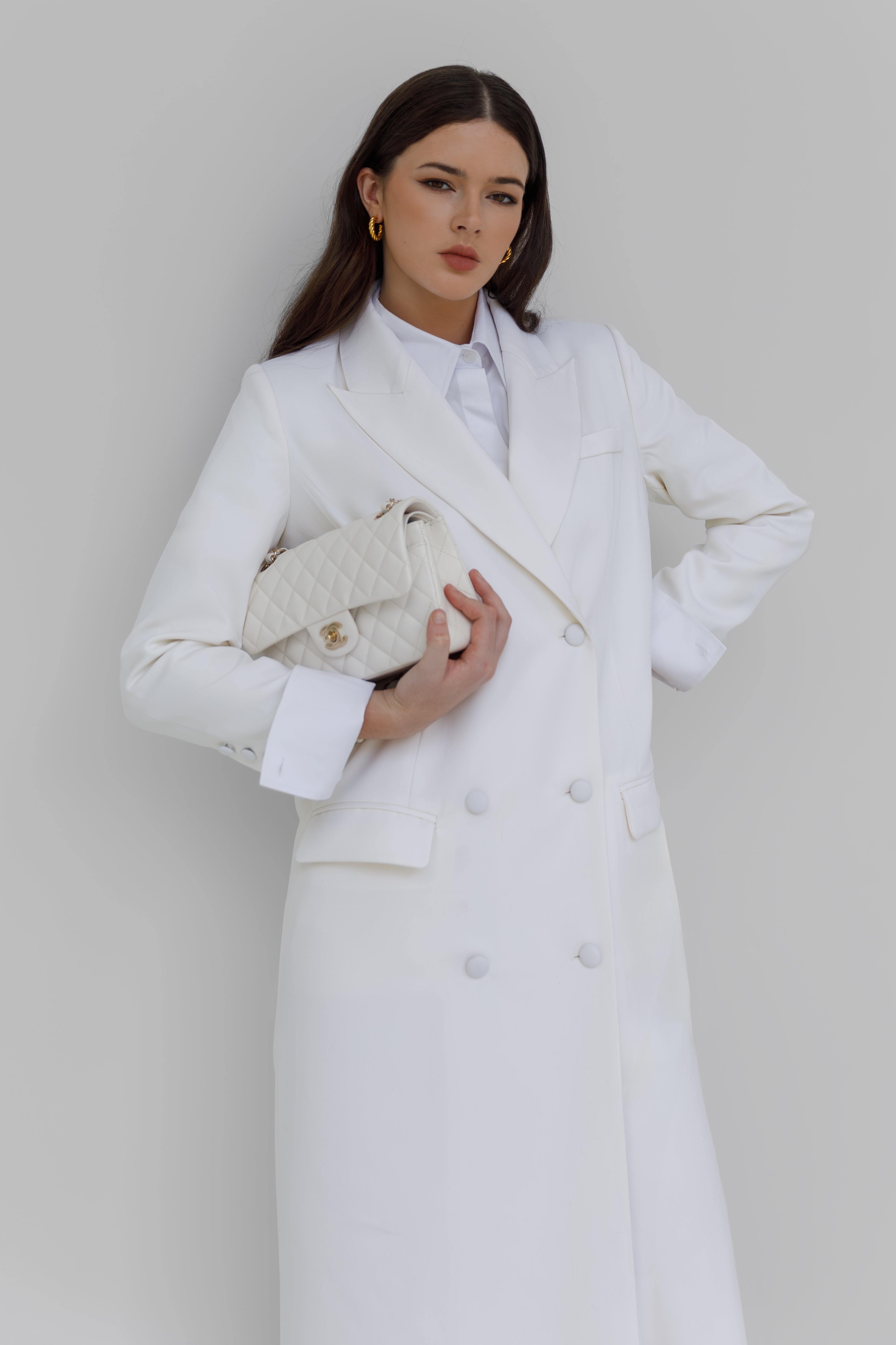 The Amelia Long Coat Ivory